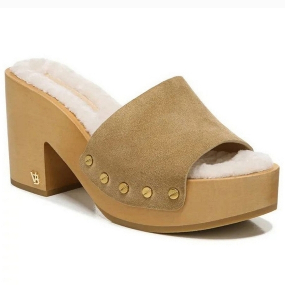 Veronica Beard Hannalee Desert Tan Suede Sherpa Clog Sandals SZ 11 - Picture 1 of 9